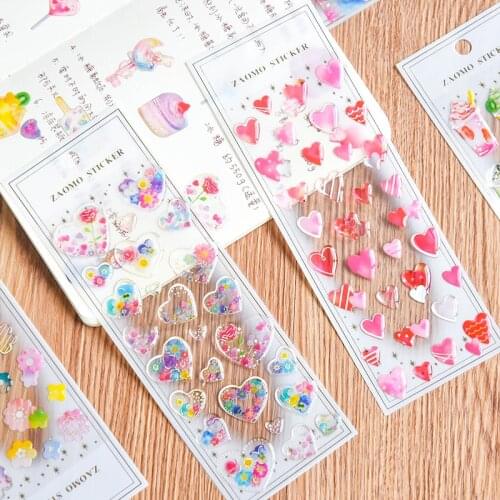 1PC Cartoon sticker crystal stickers stationery craft DIY diary decoration three-dimensional school supplies