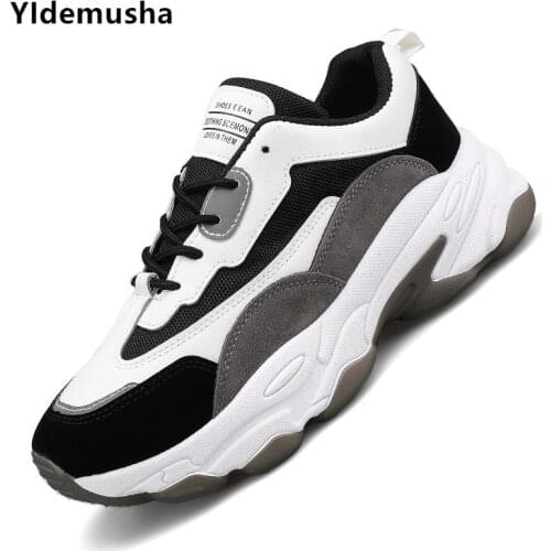 2020 Men Jogging Shoes New PU Leather Casual Trend Men Vulcanize Shoes Soft Rubber Sole Walking Shoes Comfortable Male Sneakers