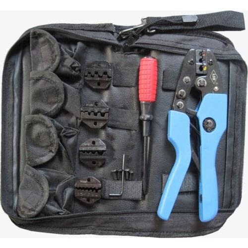 Cable crimping tool kit ratchet terminal crimp pliers with screwdriver & 4pcs replaceable jaws set AN-K30J-2