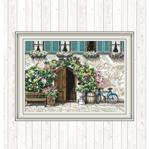 Gate Courtyard DIY Handmade Needlework Chinese Cross Stitch Kits DMC Floss Crafts Embroidery 14ct 11ct Canvas Home Decor Kits