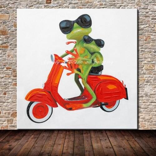 Mintura Hand Made Modern Wall Art Pictures For Living Room Home Decoration Abstract Canvas Love Frog Cartoon Animal Oil Painting