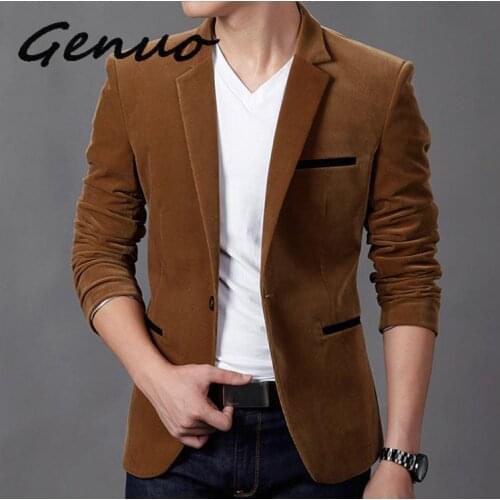 Genuo New 2020 Mens Fashion Brand Blazer Britishs Style Casual Slim Fit Suit Jacket Male Blazers Men Coat Jacket For Men
