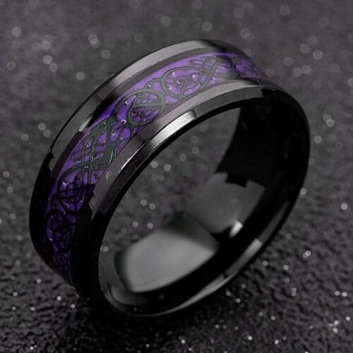 New Purple Dragon Ring For Men Wedding Stainless Steel Band Ring Fashion jewelry Dropshipping Dragon pattern rings