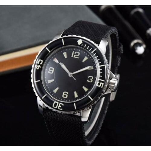 Dress NH35A MIYOTA 8215 45mm Polished Automatic Men Wristwatch Green Sterile Green Luminous Dial Leather Band Mineral Glass