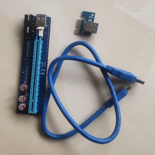 PE503 PCI-E Riser Card 4PIN SATA PCIE 1X 16X 60CM Cable for Bitcoin Miner