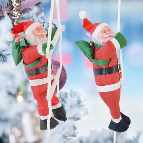 Christmas Santa Claus Climbing Ladder Doll Merry Christmas Pendant Kids Gift for Home 2021 Noel Navidad Kerst рождество Decor