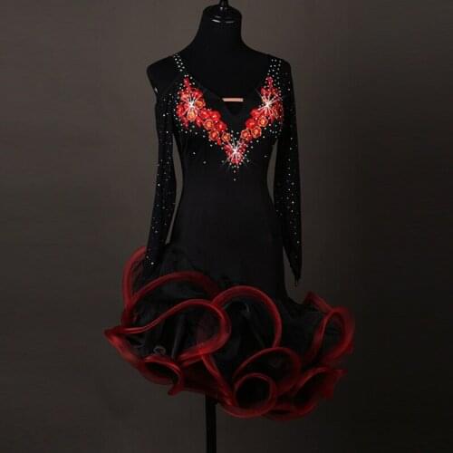 2019 Good Quality Latin Dance Dresses For Ladies White Red Color Fringe Lace Skirt Wear Women India Cha Cha/Tango Dress Fashion