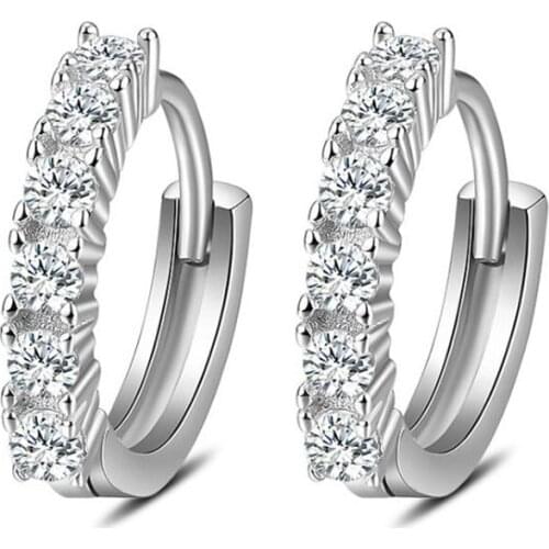 Shiny Crystal Earrings For Women Jewelry Trendy Sterling 925 Silver Hoops Earrings Female Ear Accessories 2021 Popular Bijou