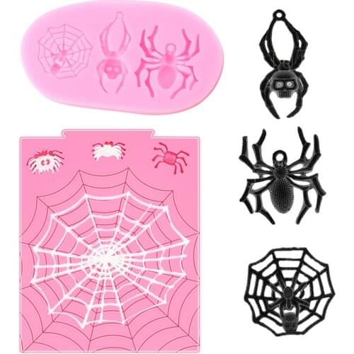 Halloween Spider Web Silicone Mold for DIY Candy Chocolate Mould Handmade Fondant Mold Cupcake Cake Topper Decoration Desserts