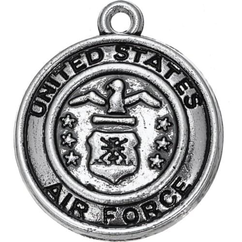 Skyrim DIY Original Pendants US Air Force Insignia Charm Cool Round Charm For Jewelry Making Accessories Crafts 10pcs