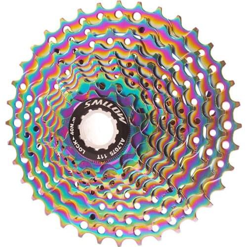 SMLLOW MTB Colorful Cassette Freewheel 10 Speed 11-13-15-17-19-21-24-28-32-36T Chrome-molybdenum Steel Flywheel Rainbow chain