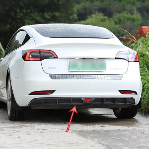 Applicable To For Tesla Model 3 Spoiler Automobile Rear Bumper Split Lip Body Kit Spoiler Black Carbon Fiber Racing Modified