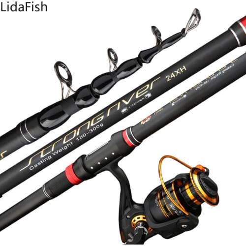 Carp Fishing Rod Carbon Fiber 1.8-3.0m Long Shot Sea Fishing Telescopic Spinning Rod pesca power 150-300g