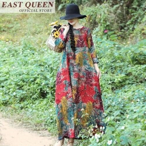 Traditional chinese clothing women chinese market online women dressing gown oversized dress big size beach tunic robe FF410 A
