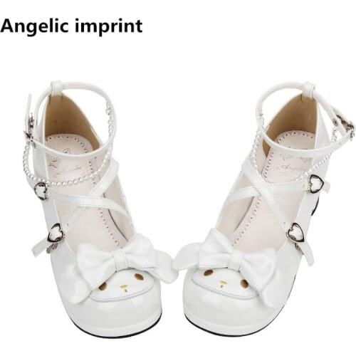 Angelic imprint handmade woman mori girl lolita cosplay shoes lady mid heels pumps women princess dress party shoes 4.5cm 33-47