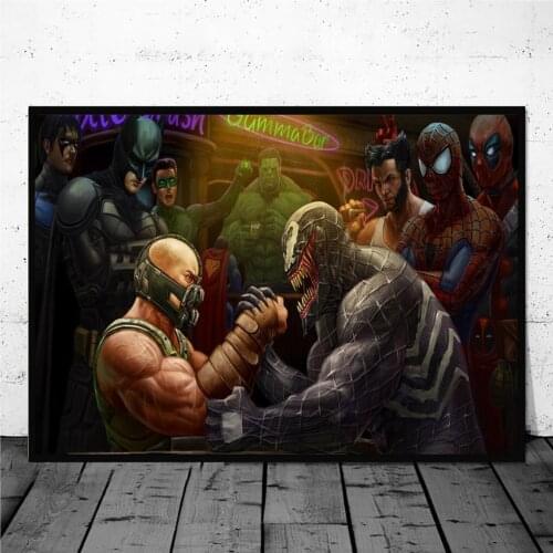 Marvel Supervillain Venom Hand Wrestling Funny Poster Painting On Canvas Wall Art Prints Comic Pictures For Living Room Decor