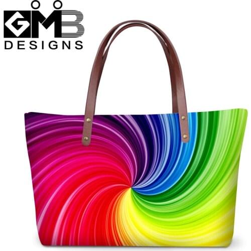 Dispalang 3D colorful round print handbags for women girls paisley pattern evening totes bag ladies casual shoulder bags handbag