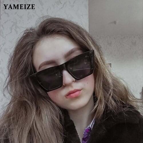 YAMEIZE Fashion Cat Eye Sunglasses Women Luxury Brand Flat Top Glasses Big Frame Sun Glasses Retro Classic Sunglass UV400
