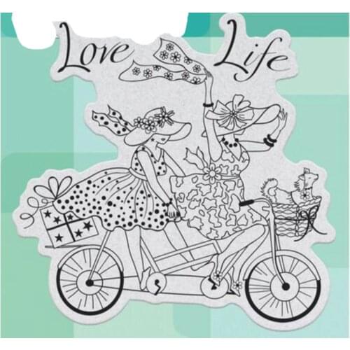 Women On Cycles Transparent Silicone Rubber Stamp And Metal Die Sheet Cling Scrapbooking DIY Cute Pattern Photo Album
