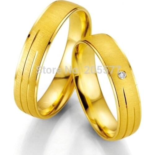 Anillos yellow gold plating anel ouro Handmade Top Quality Titanium engagement wedding rings for women