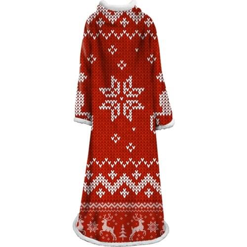 Winter Christmas Tree Decorative Red Happy Elk Sleeve Blanket For Bed Sofa Soft Sleeve Blanket Thick Velvet Travel Throw Blanket