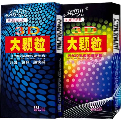 10PCS 3D Ultra Thin Latex Smooth Condoms Contraceptives Dotted Thread Ribbed Big Particle Spike Condom for Male Penis Sleeve