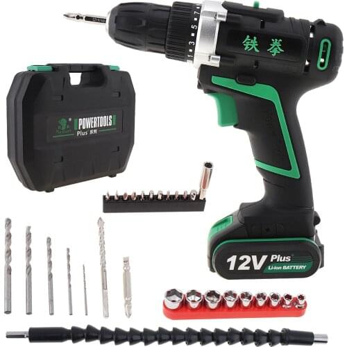 100 - 240V Cordless 12V Electric Drill / Screwdriver with Rotation Adjustment Switch and Plastic Box 29pcs Accessories Sets