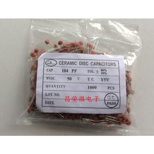 104Z 0.1UF 100nf 50V 104PF New Ceramics capacitors 3MM
