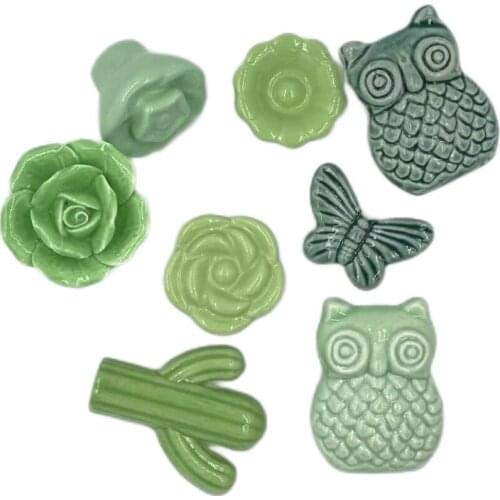 1x Green color series Ceramic Knobs Dresser Drawer Cabinet Handle Pulls / CuteKitchen Cupboard Knob Furniture Hardware
