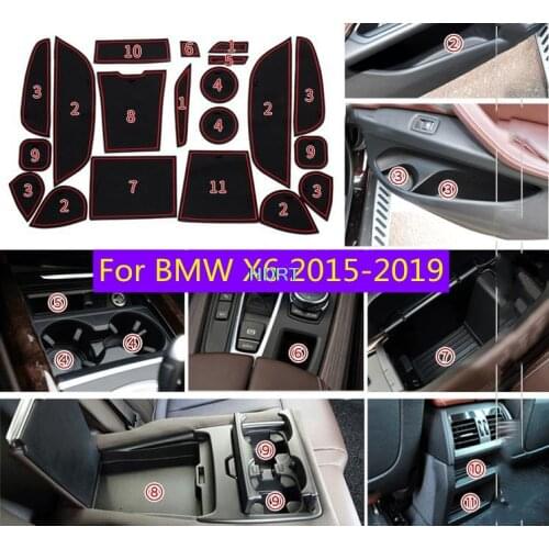 20pcs Car Styling For BMW X6 2015 2016 2017 2018 2019 Latex Gate slot pad Interior Door Groove Mat Non-slip dust Mat Accessory
