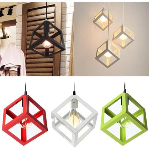 3 Color LED Pendant Light Industrial Cube Metal Pendant Light Accessory Loft Ceiling Lamp for Coffee/Bedroom/Study Room/Corridor