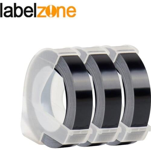 3Rolls Dymo 9mm*3m black Embossing Label Tape Compatible Dymo 1610 Manual Label Machine for Motex E101 Label Makers Ribbon