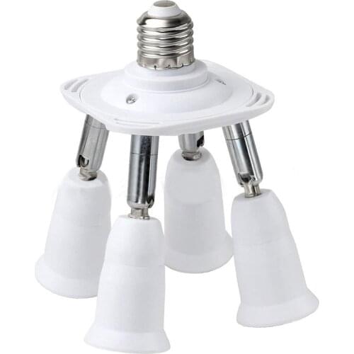 4 in 1 Light Socket Splitter E26 E27 Adapter Converter for Standard LED Bulbs 360 Degrees Adjustable 180 Degree Bendable