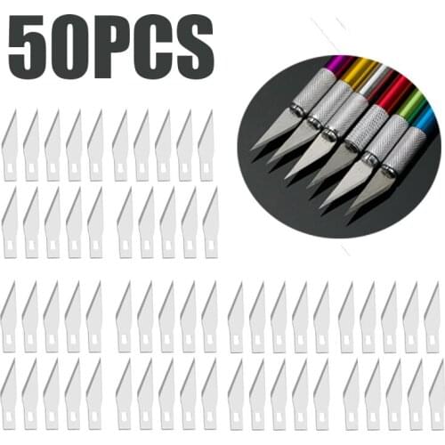 50PCS Blades Stainless Steel Engraving Knife Blades Metal Blade Wood Carving Knife Blade Replacement Surgical Scalpel Craft