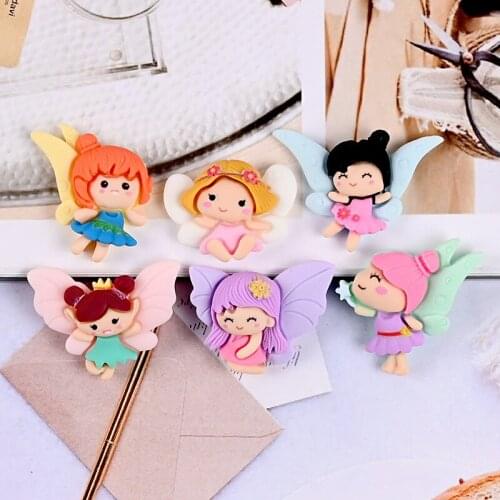 6pcs Resin Flatback Cabochons Kawaii Cute Flower Fairy Charms Cartoon Pendants For DIY Jewelry Making Bracelets Necklace Earring