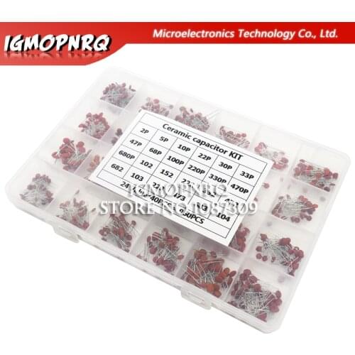 960PCS 24value*40PCS=960PCS 50V Ceramic Capacitor Assorted kit Assortment Set + Box