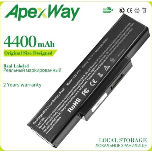 Apexway 4400mAh Laptop battery A32-K72 for Asus 70-NX01B1000Z 70-NXH1B1000Z 70-NZY1B1000Z 70-NZYB1000Z A32-N71 N73SV K72D K72DR