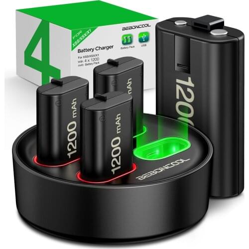 4x1200mAh Rechargeable Battery for Xbox Series X|S/Xbox One X/S Wireless Gamepad+USB Charger Dock For Xbox One Controle Battery