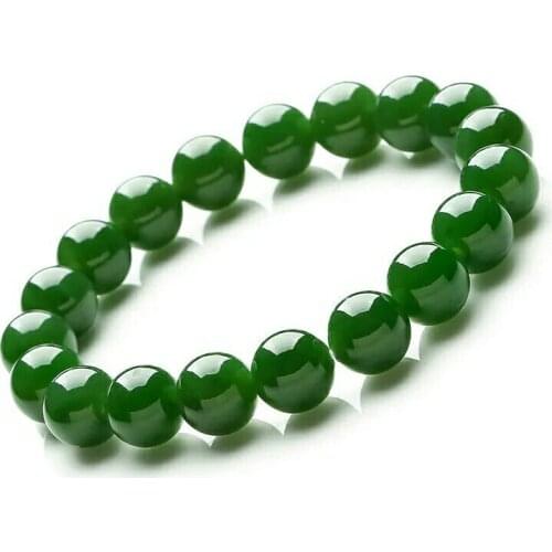 Genuine Natural Green Jade Bracelet Mens Jades Stone Beads Elastic Beaded Jasper Bracelets For Women Fine Jewelry Pi Xiu Bangles