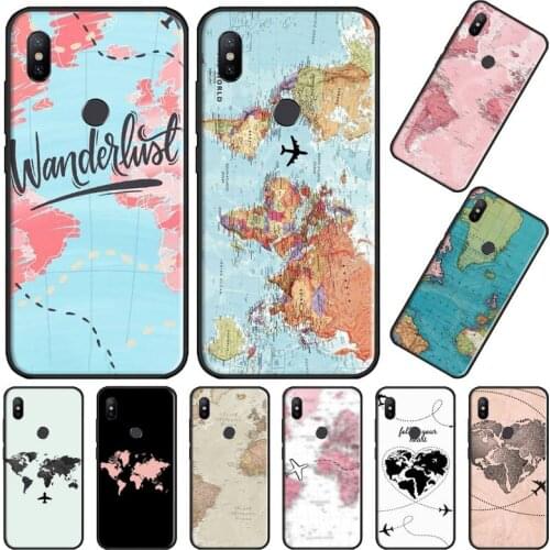 World Map Travel plane Phone Case For Xiaomi Redmi note 7 8 9 t max3 s 10 pro lite cover funda coque shell
