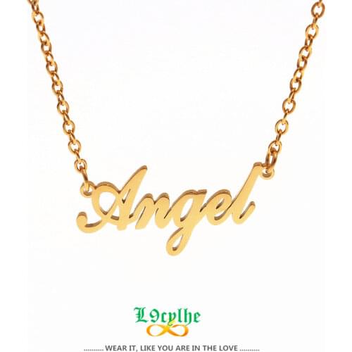 Stainless Steel Chain Choker Angel Letter Necklace For Women Girl Necklace Christmas Gift Boho Jewelry Silver Color Gold Ketting