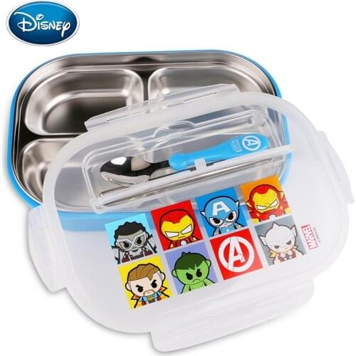 Disney baby plate childrens tableware grid tray student lunch box stainless steel eating bowl set