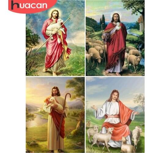 HUACAN Oil Painting By Number Jesus Drawing On Canvas Pictures By Number DIY Christian Home Decor