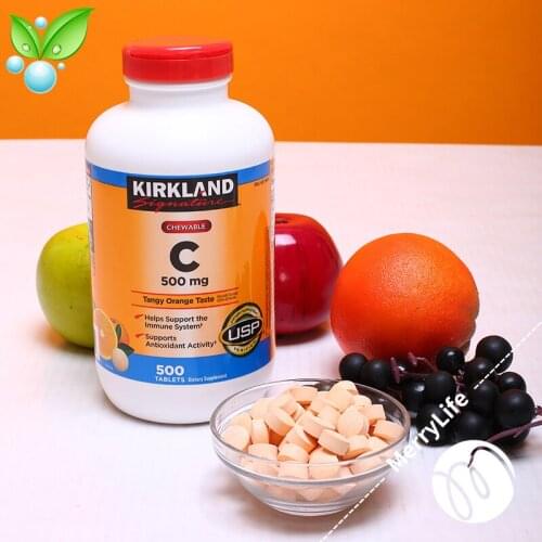 Kirkland Rosehip Vitamin C Orange Flavor VC Chewable Tablets 500mg 500 Tablets