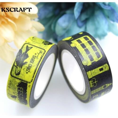 KSCRAFT 15mm*10m Adhesive Tape for Scrapbooking DIY Craft Sticky Deco Masking Japanese Paper Washi Tape Retro