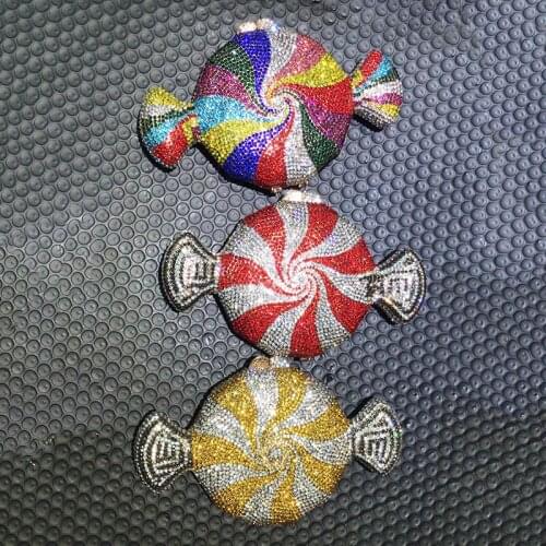 7 Styles Candy Shape Multi-Colored Diamond Clutch Bag For Party Wedding Shoulder Chain Handbag Fashion Women Mini Crystal Wallet