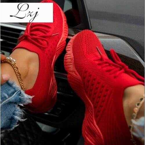 Women Sneakers Casual Shoes Comfortable Mesh Lace-Up Ladies Sport Shoes Wedges Chunky Womens Vulcanized Shoes Females Sneakers