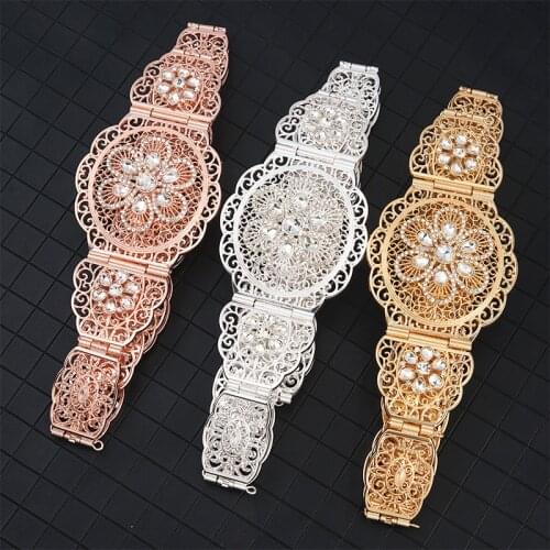 Moroccan Caftan Belt for Women Wedding Party Dress Body Jewelry Gold Color Metal Link Chain Adjustable Length Bride Gift