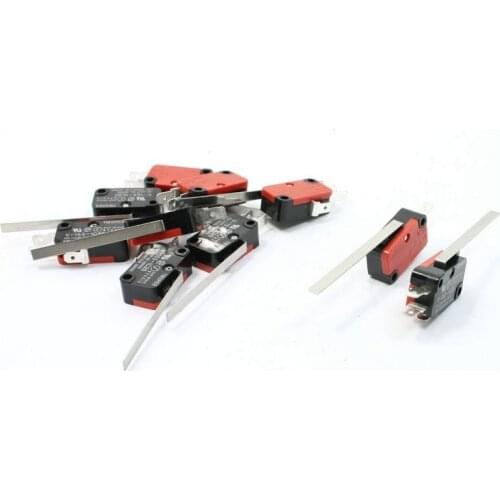GTBL 10 x End Racing Hinge Lever Long Straight Arm Snap Action Microswitch Red + Black
