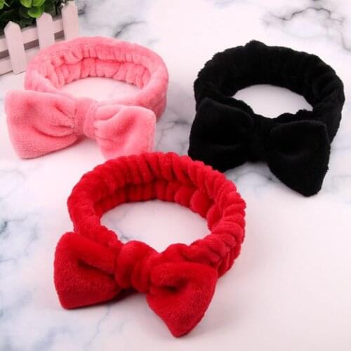 Fashion Coral Fleece Headband For Wash Face Bow Makeup Hairbands Elastic Holder Hair Strap Bands Ears Turban Hair Accessories
